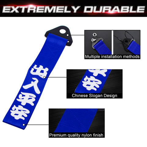 Set Sporty Blue Chinese Slogan Towing Strap For Infiniti G35 Q50 Nissan 370Z GTR