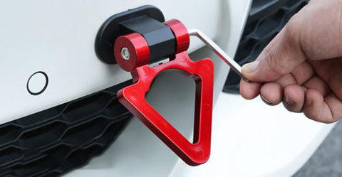 Red Triangle Shape Track Racing Tow Hook Stick Decoration Universal for Car SUV Truck