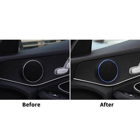 4pcs Blue/ Red Aluminum Car Door Audio Speaker Ring Cover Trim Decal for Mercedes Benz W205 C-Class GLC Class GLC200L 2015+