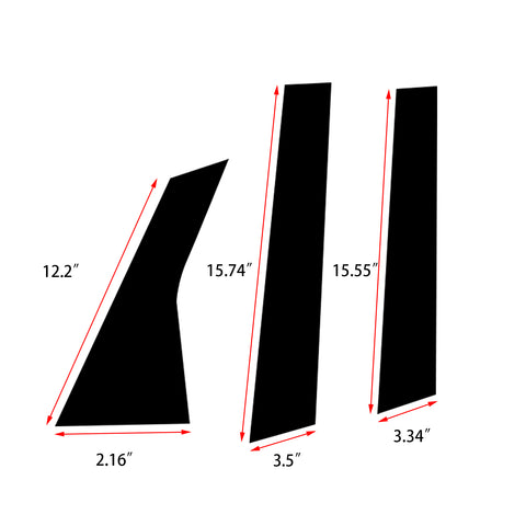 6x Piano Black Exterior Side Door Window Pillar Posts Molding Overlay Pre-Cut Cover Trims For Honda Accord Sedan 2018 2019 2020