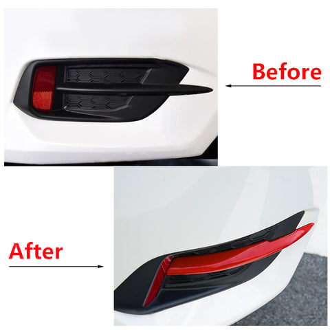 2pcs Red ABS Rear Fog Light Lamp Cover Moulding Trim for Honda Civic 2016-2019