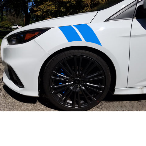 Blue Roll Front Hood Hash Mark Fender Racing Rally Stripes Sticker Vinyl Decal