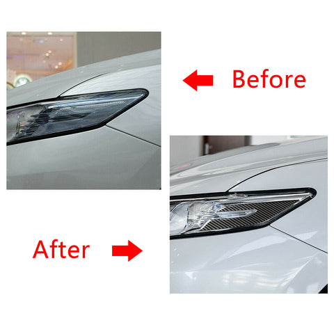 Carbon Fiber Style Front Headlight Eye Edge Cover Trim for Toyota Camry 2018-2020, Sporty Racing Car Headlight Eyelid Eyebrow Molding Decoration