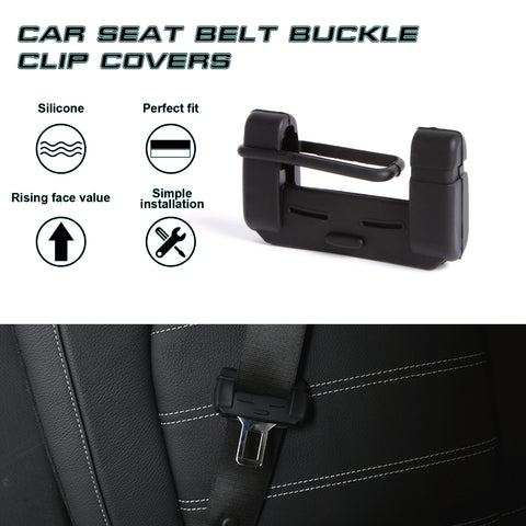 2PCS Black Interior Car Seat Belt Buckle Clip Cover Sleeve Universal for Cars