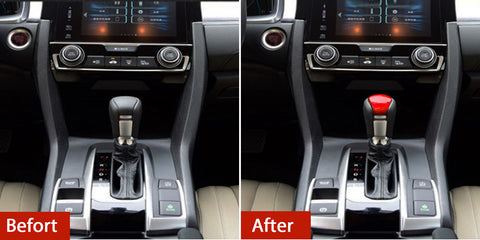 Red Interior Gear Shift Knob Cover Decorative Trim for Honda Civic 10th Gen 2016 2017 2018 2019 2020 Automatic Transmission
