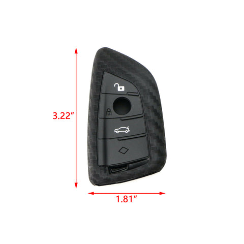 Carbon Fiber Texture Soft Silicone Key Fob Case Cover for BMW X1 X4 X5 X6 5 7 Series