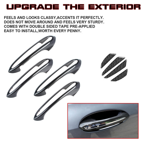 Carbon Fiber Style Door Handle+Door Edge Protect Trim For BMW 5 Series G30 2018+