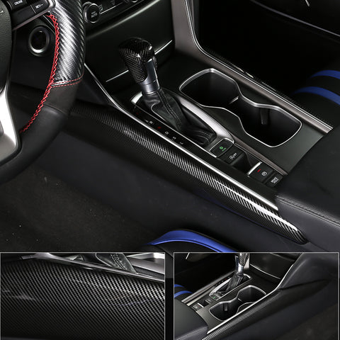 ABS Carbon Fiber / Red ABS Car Console Gear Shift Panel Cover Trim for Honda Accord 2018 2019