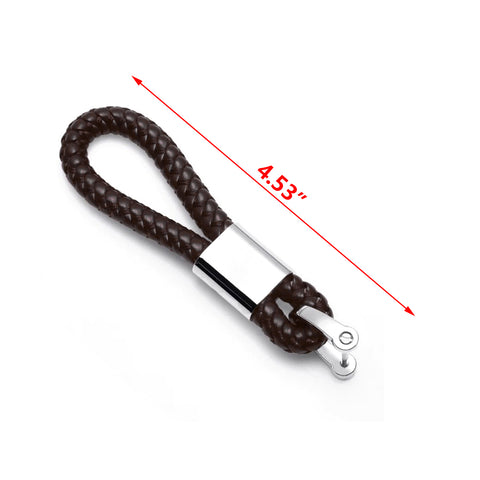 Genuine Leather Keychain, Weave Braided Leather Car Key Chain Ring Grip Strap, Brown