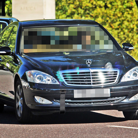 Blue / Black / Red JDM Style Tow Hole Adapter with Towing Strap for Mercedes C S ML CLA GLA Class