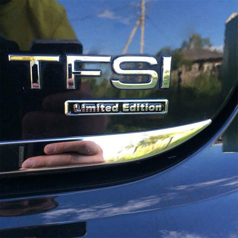 2x Limited Edition Emblem Metal Badge Sticker for Side Fender Trunk Compatible with Audi A4 A6 Q5 Q7 (2.5" x 0.4" BLACK)