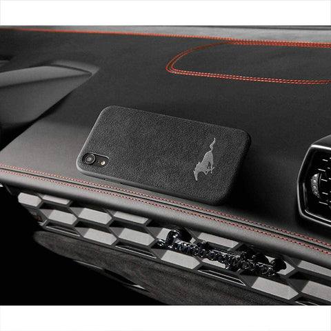 Luxury Super Mustang Logo Slim Leather Alcantara Suede Durable Protective Cover Case for iPhone 7 8 iPhone 7 8 Plus iPhone X