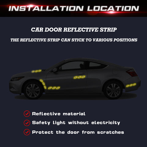 6x Yellow Carbon Fiber Pattern 3D PVC Night Reflect Car Vent Edge Bumper Decal