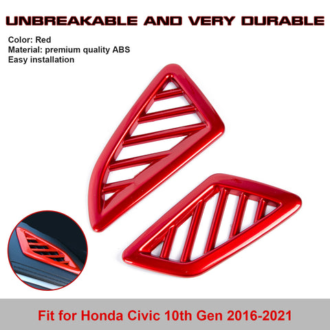 Glossy Red Inner Dashboard AC Vent Outlet Cover Trim For Honda Civic 2016-2021
