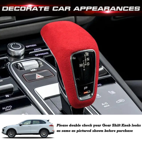 Red Alcantara Suede ABS Gear Shift Knob Cover Trim For Porsche Cayenne 2018-21