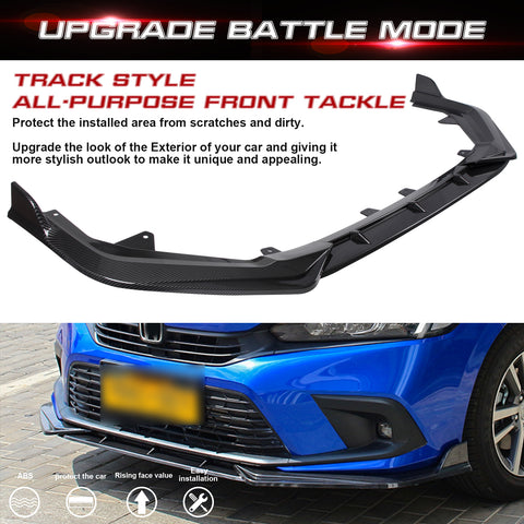 For Honda Civic 4Dr 2022+ Front Bumper Lip Spoiler Splitter Carbon Fiber Pattern