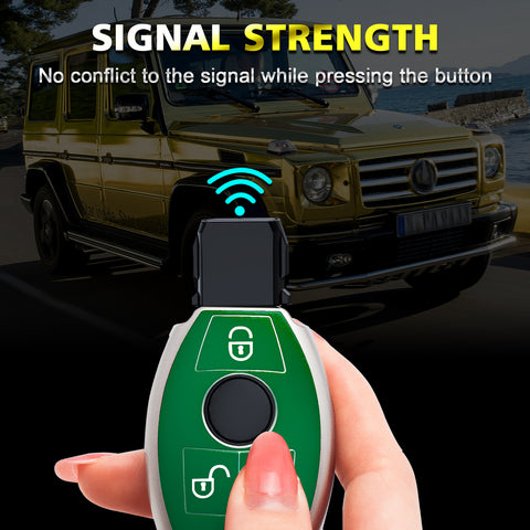 For Mercedes Benz Key Fob Cover, Key Fob Case for Mercedes Benz C E M S CLA CLS CLK GLC GLK G Class Soft TPU Full Cover Protection Smart Remote Keyless Entry Key Fob Shell, Green