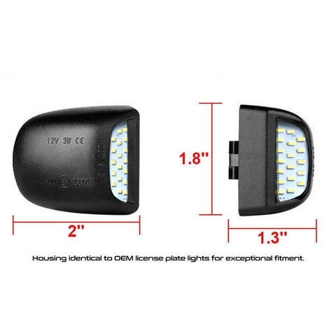 2 x LED License Number Plate Light Kit 18-SMD License Plate Lens for Ford Chevy Silverado Suburban etc