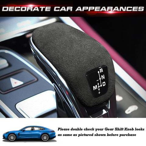 Grey Alcantara Suede Leather Gear Shift Knob Cover For Porsche Panamera 2018-up