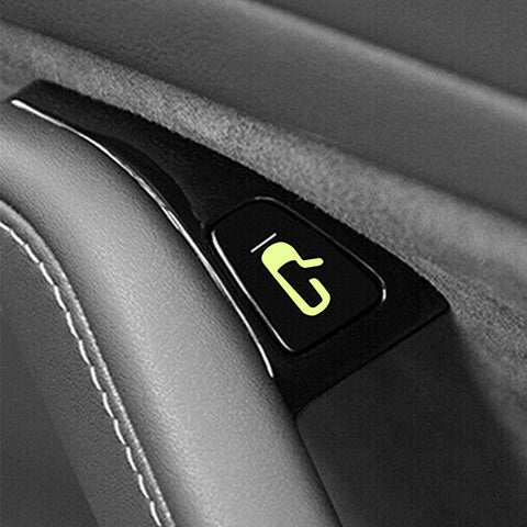for Tesla Model 3 Door Exit Decal Set, Luminous Door Open Button Sticker Kit, Car Interior Door Button Icon Sticker, 8pcs Fluorescent Yellow