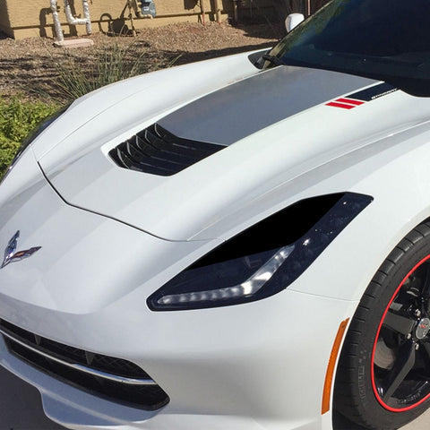 Styling Headlight Eyebrow Eyelid Cover Trim Decal Overlays Sticker for Chevy Corvette 2014-2019, Glossy Black / Glossy Red / Glossy White