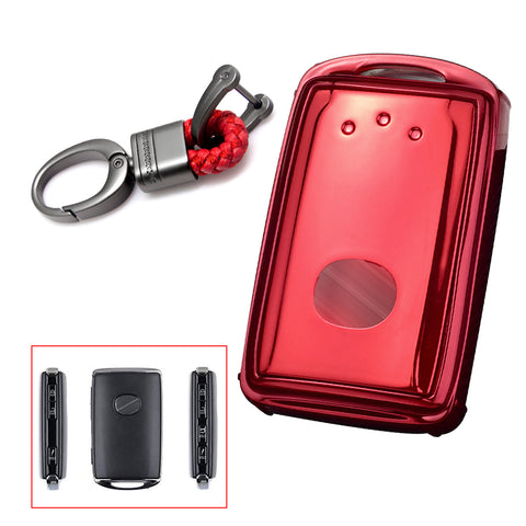 Red Soft TPU Full Protect Remote Smart Key Fob Cover Case For Mazda 3 2019-2025