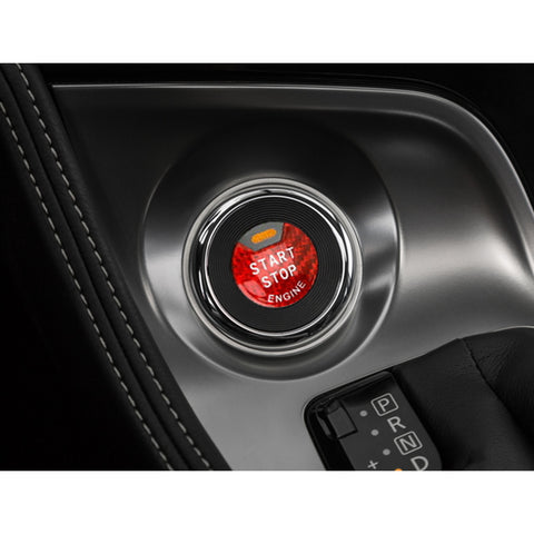 Red Real Carbon Fiber Keyless Engine Start Stop Push Button Cover Trim for Infiniti Q50 Q60 QX60 2014-up, Engine Ignition Push Start Button Cap for Nissan Altim Maxima Pathfinder 2013-up