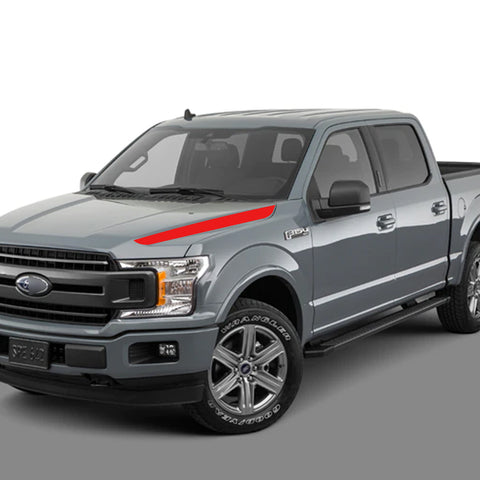 Spears Front Hood Outer Red Pre-Cut Stripe Sticker For Ford F-150 2015-2019 2020