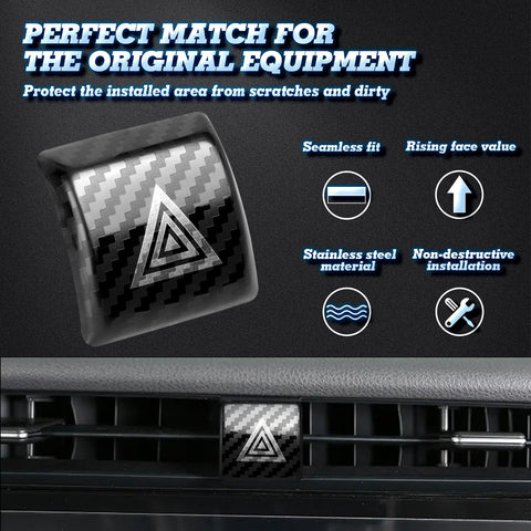 Carbon Fiber Style Stainless Emergency Light Switch Cover Trim For Toyota Camry 2018-2020