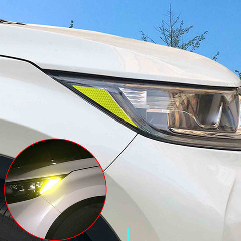2pcs for Honda CR-V CRV 2017-2021 Yellow Headlight Eyebrow Eyelid Reflective Sticker Trim, Styling Headlamp Eye Lid Warning Safety Reflector Overlay Decal