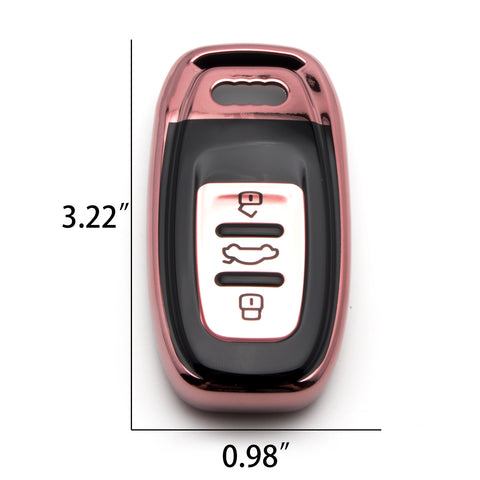 Blue / Red / Rose Gold Soft TPU Front + ABS Shell Back Full Sealed Key Fob Case Protector for Audi R8 Q5 Q7 S3 S4 S5 S6 S7 S8 SQ5 RS5 RS7 A4 A5 A6 A7 A8 3-button Key