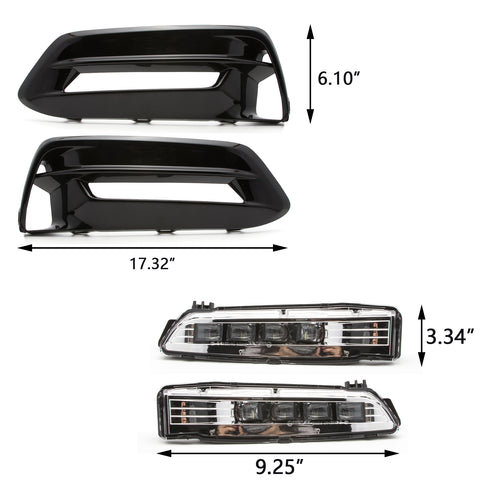 for Honda Accord 2018 2019 LED Fog Light Kit Assembly, Front Bumper LED Fog Light Bezel Cover with White Ice Blue Amber LED DRL Fog Lamp Turn Signal Light