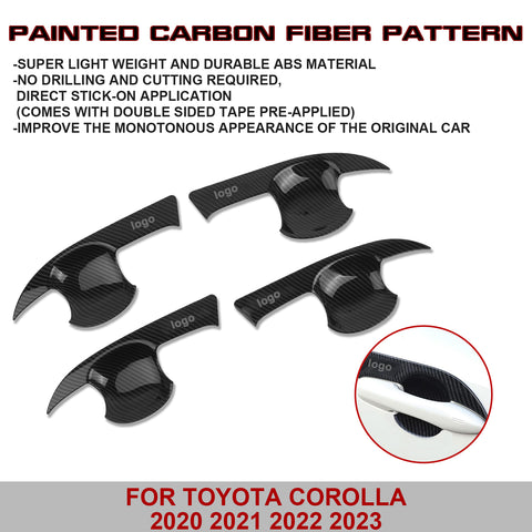 Gloss Black Exterior Door Handle Bowl Cover Frame For Toyota Corolla 2020-2024