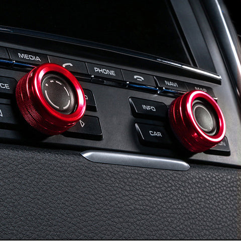 Red Dashboard Meter Frame Radio Navigation Switch Ring Covers For Porsche Macan