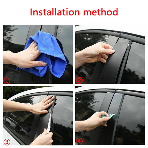 8pcs Glossy Black Car Door Window Pillar Post Trim Cover Molding for Toyota RAV4 2013-2018