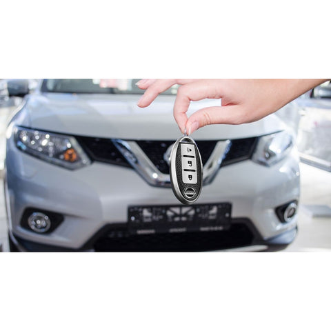 Silver 3 Buttons Smart Remote Car Key Fob Shell Protector TPU Leather For Nissan