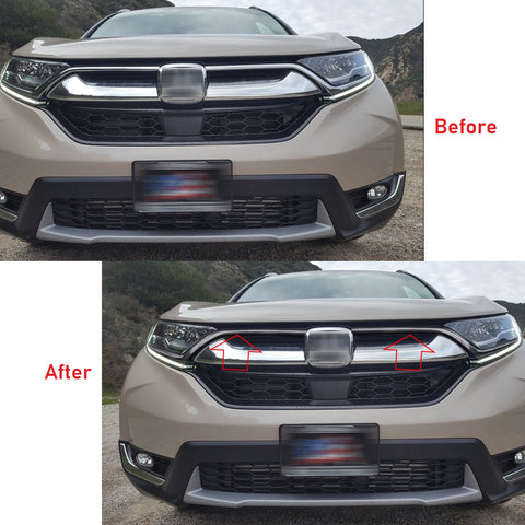 for Honda CR-V CRV 2017-2019 Front Grille Cover Trim, ABS Carbon Fiber Front Hood Grille Grill Edge Headlight Eyebrow Molding Decoration