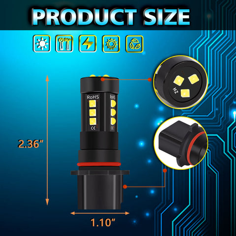 For Chevy Camaro 10-15 LED Bulb Daytime Running Light 6000K White P13W Fog Lamp