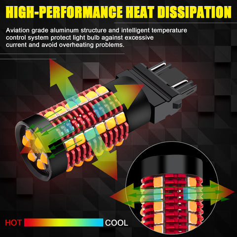 2pcs Error Free 1156 1141 BA15S / 7443 7440 T20 / 1157 2057 7528 BAY15D / 3157 3156 3057 4157 LED Turn Signal Light Bulb, Anti Hyper Flash Canbus Yellow Orange LED Bulb Replacement, No Load Resistor Need