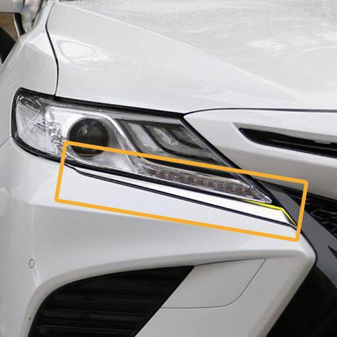 2 x Front Headlight Eyelid Cover Stainless Chrome Trim for Toyota Camry 2018-2024