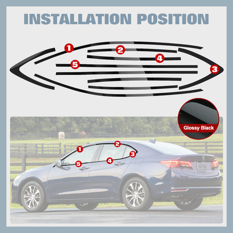Glossy Black Chrome Delete Blackout Window Cover Sticker For Acura TLX 2015-2020