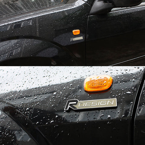 Silver/Black Metal R-Design Letter Emblem Trunk Lid Side Fender Decal Badge for Volvo