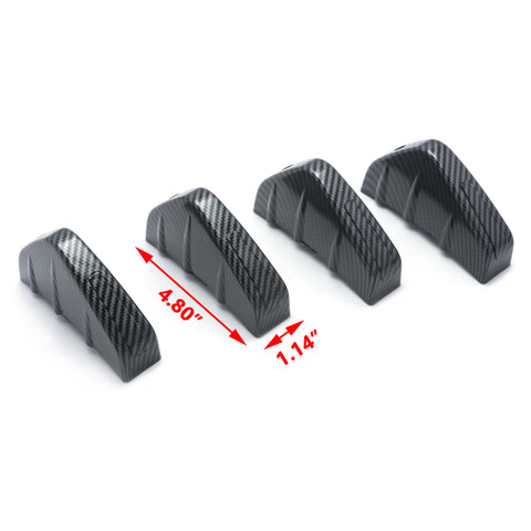 Car Rear Lower Bumper Wing Lip Diffuser Splitter Spoiler 4 PCS Shark Fins Universal Fit - Carbon Fiber