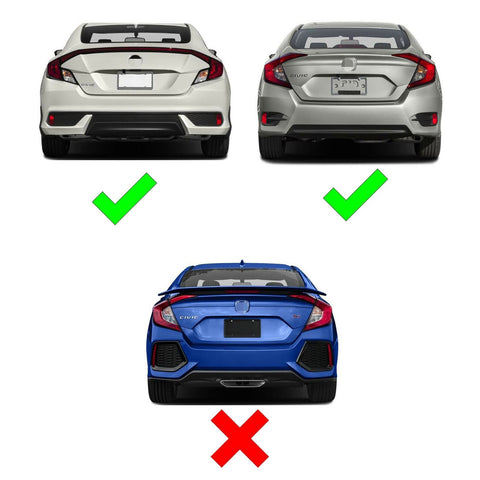 JDM Add-on LED Rear Bumper Reflector Lights for Honda Civic Sedan/Coupe 2016-2019, Function as Tail Brake Light Rear Fog Lamp