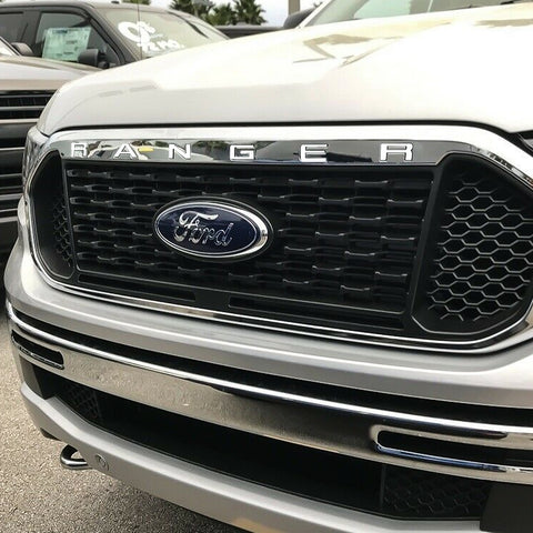Glossy White Thin Vinyl Letter Insert Decal Sticker for Ford Ranger 2019 Front Grille Hood