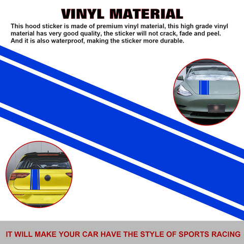 3X Blue KK Vinyl Front Hood Bumper Fender Trunk Stripe Stickers Decal For Car