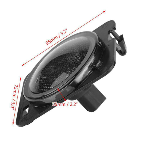 2pcs Round / Square Style LED Turn Signal Front Grill Side Marker Light Smoked Lens for Jeep Wrangler JK 2007-2017