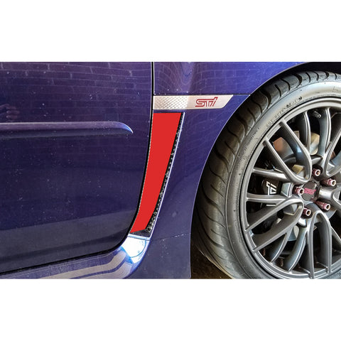 5D Carbon Fiber Style / Matte Red Fender Vent Overlays Vinyl Decal Trim for Subaru WRX STI 2015-2021