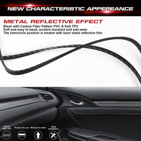5M Carbon Fiber Texture Car Interior Door Gap Edge Line Strip Insert Decoration
