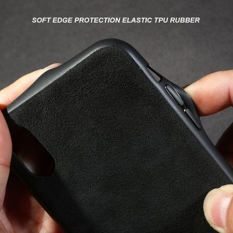 Luxury Super Mustang Logo Slim Leather Alcantara Suede Durable Protective Cover Case for iPhone 7 8 iPhone 7 8 Plus iPhone X